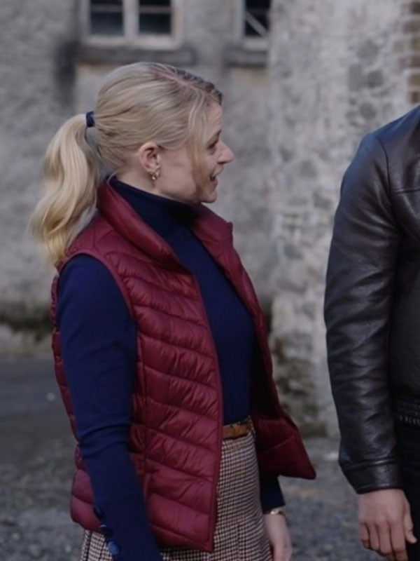 Americans Fashion The Reluctant Royal Emilie de Ravin Maroon Puffer Vest