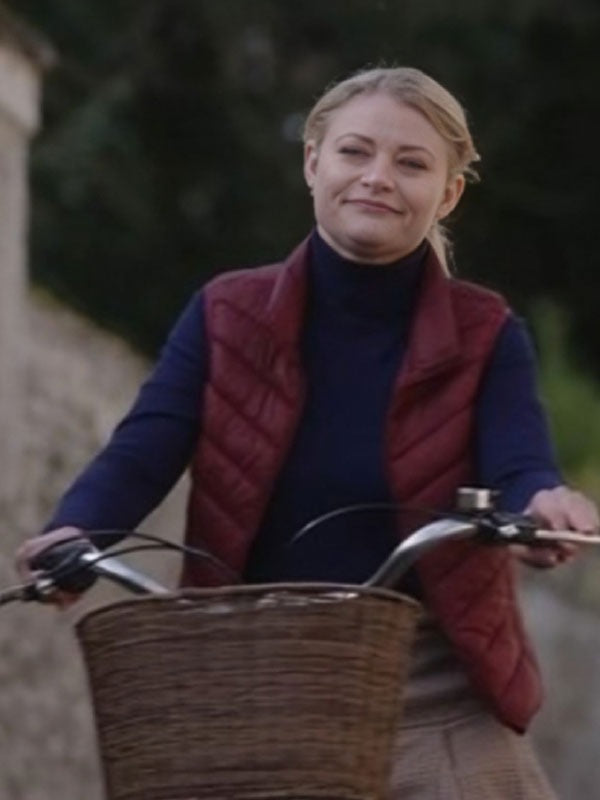 Americans Fashion The Reluctant Royal Emilie de Ravin Maroon Puffer Vest