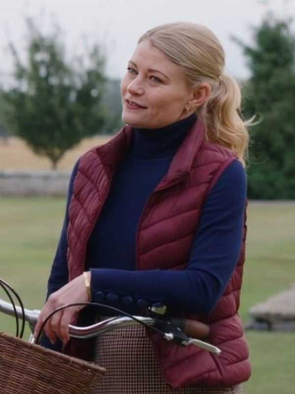 Americans Fashion The Reluctant Royal Emilie de Ravin Maroon Puffer Vest