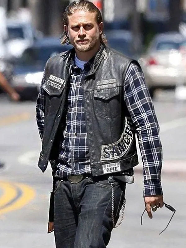 Americans Fashion Sons Of Anarchy Charlie Hunnam Black Vest