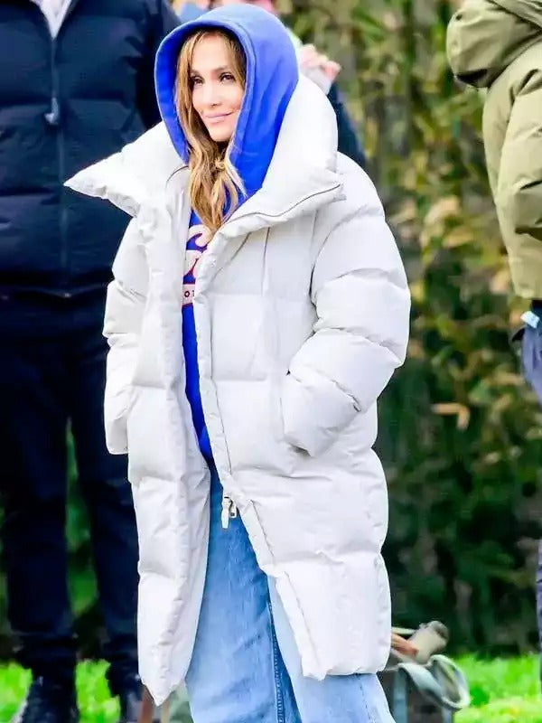 Americans Fashion Office Romance Jennifer Lopez White Puffer Coat