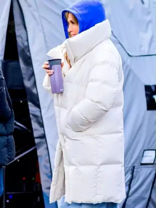 Americans Fashion Office Romance Jennifer Lopez White Puffer Coat