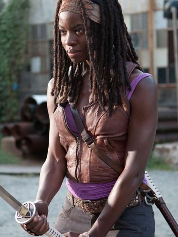 Americans Fashion The Walking Dead Danai Gurira Brown Vest