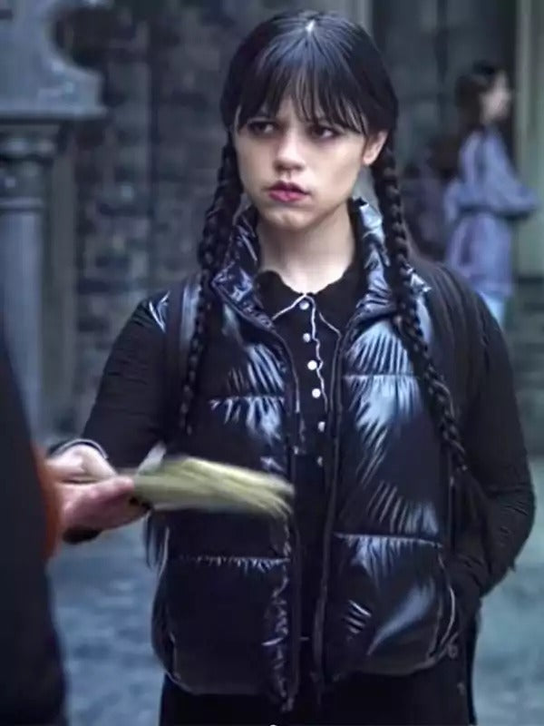 Americans Fashion Wednesday S02 Jenna Ortega Black Puffer Vest