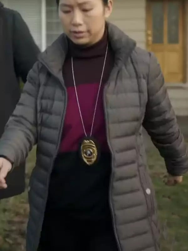 Americans Fashion Peacemaker Annie Chang Grey Puffer Coat