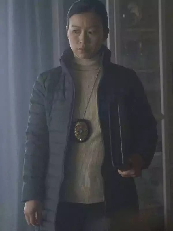 Americans Fashion Peacemaker Annie Chang Grey Puffer Coat