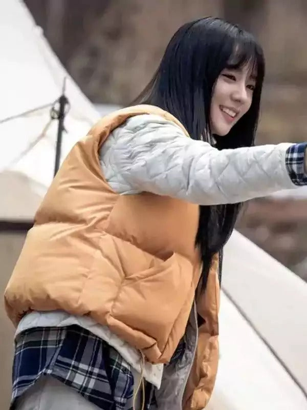 Americans Fashion Newtopia 2025 Kim Jisoo Brown Puffer Vest