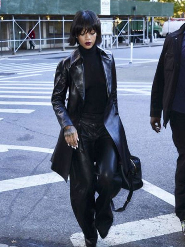Americans Fashion Rihanna Black Trench Coat