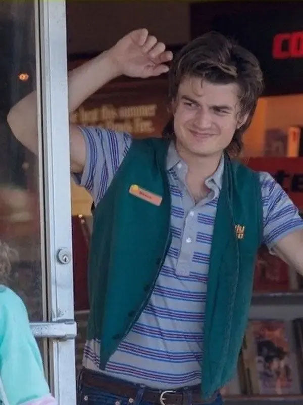 Americans Fashion Stranger Things Joe Keery Green Vest