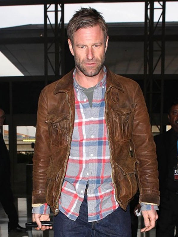 Americans Fashion Aaron Eckhart Brown Jacket
