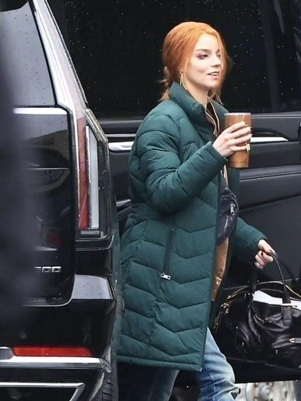 Americans Fashion Lucky S01 Anya Taylor-Joy Green Puffer Coat