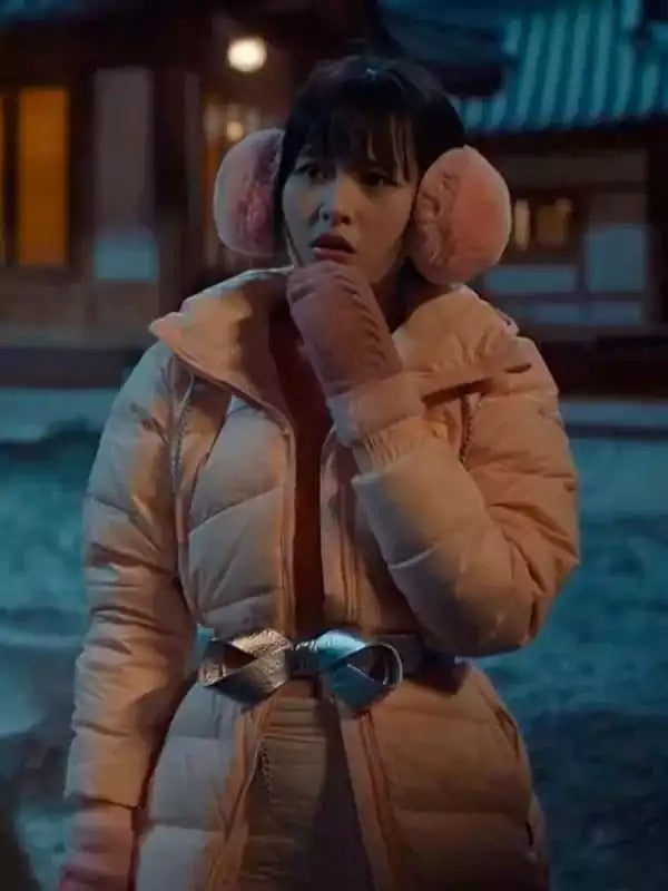 Americans Fashion XO Kitty S02 Han Bi Ryu Pink Puffer Coat